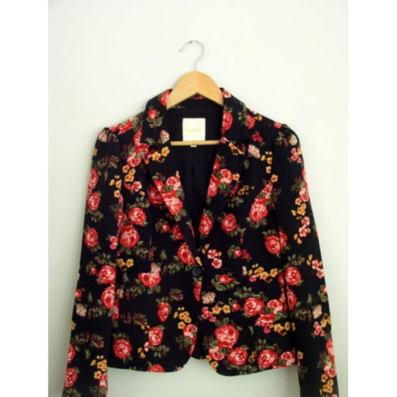 ModCloth Stargazing Splendor Blazer Black Floral M - Picture 3 of 7